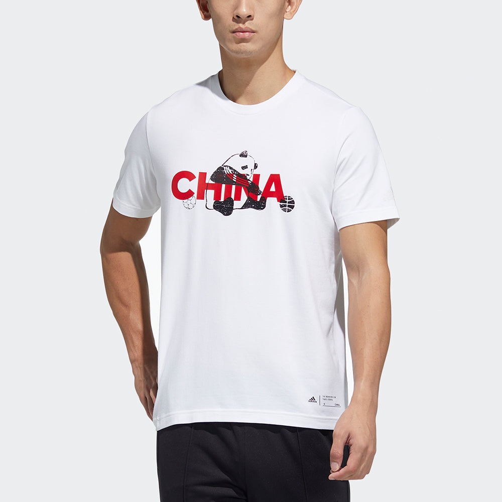 adidas China Tee M 2 Printed Crew Neck Short-sleeved White GP1848 - 2