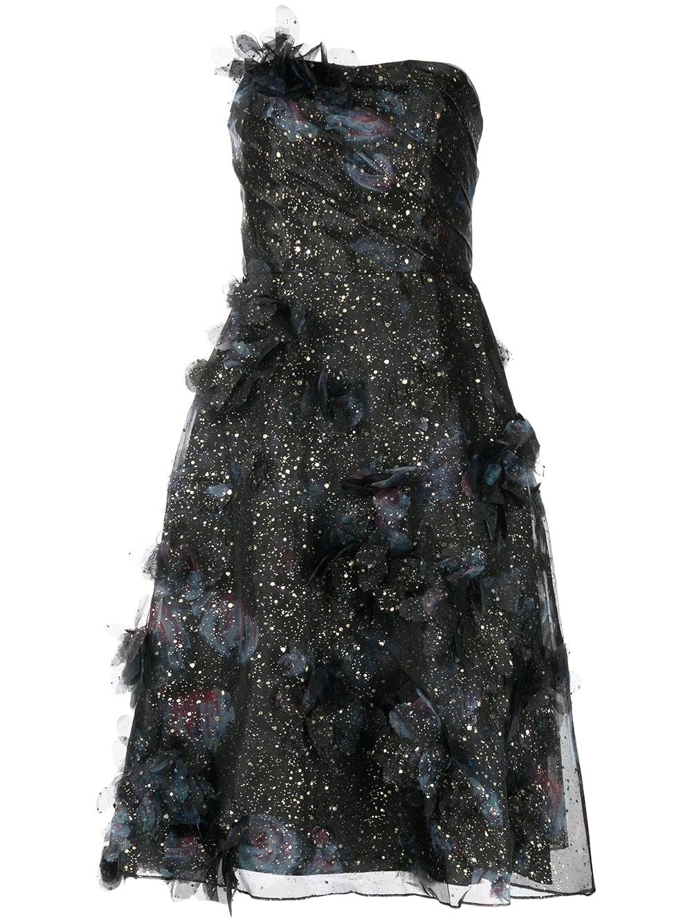 STRAPLESS FOILED PRINTED ORGANZA COCKTAIL - 4