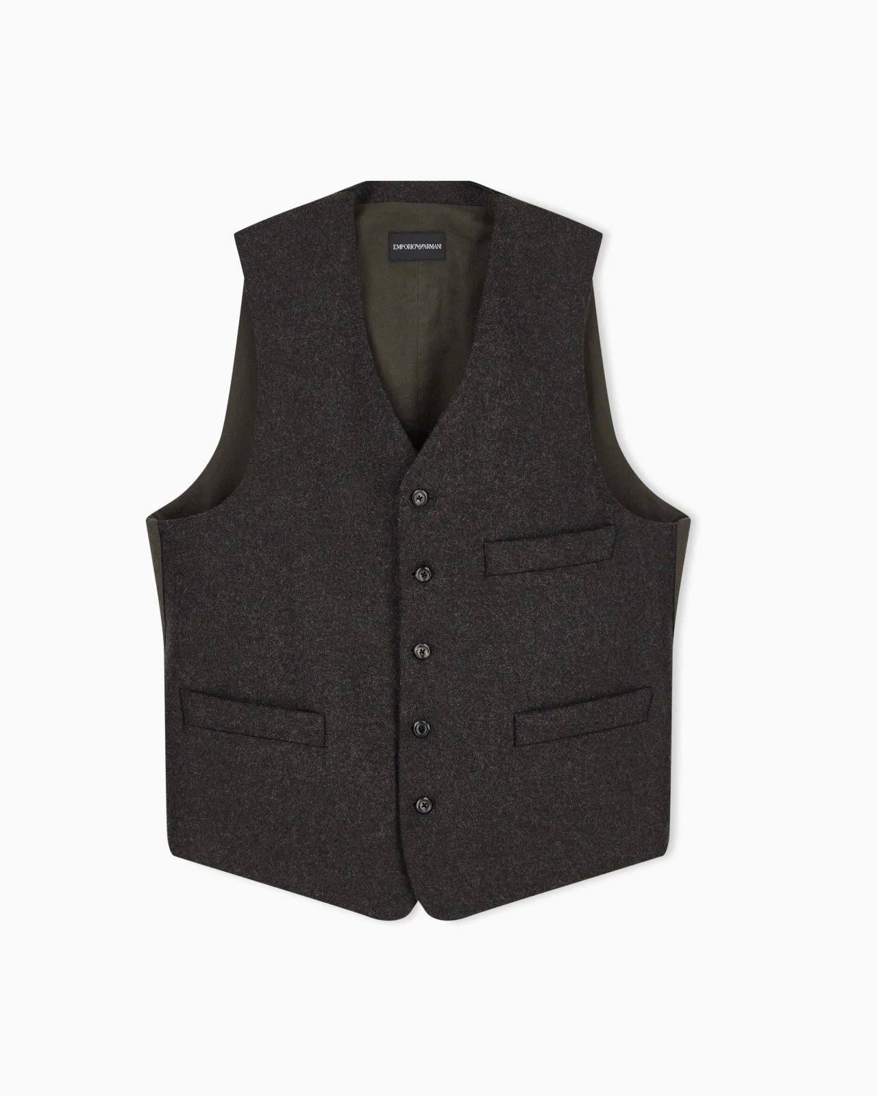 LINED WAISTCOAT IN COMPACT WOOL BLEND FLANNEL - 1