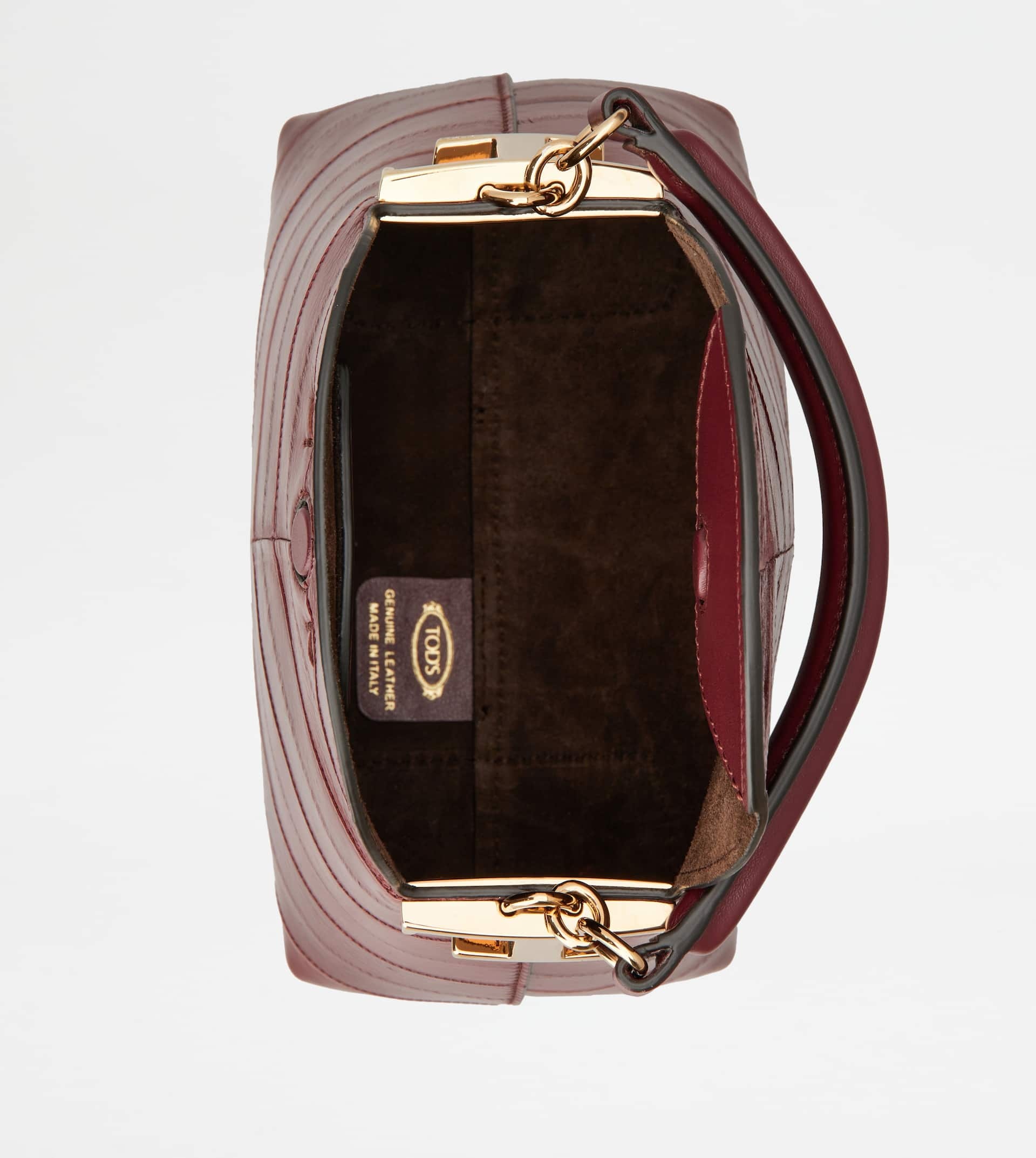 TOD'S T CASE TOTE MESSENGER BAG IN EEL LEATHER MICRO - BURGUNDY - 4