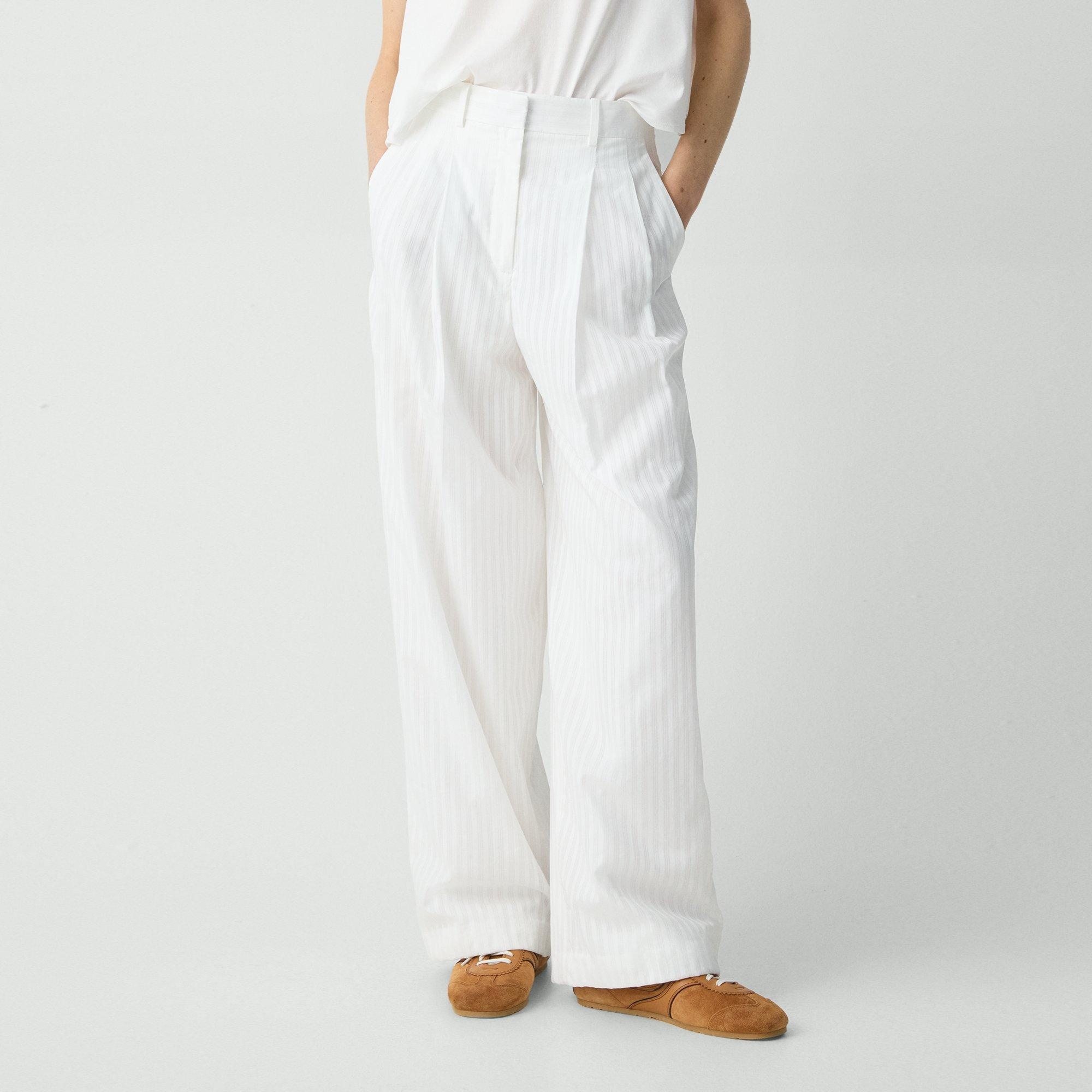 Double Pleat Pant in Linear Cotton - 5