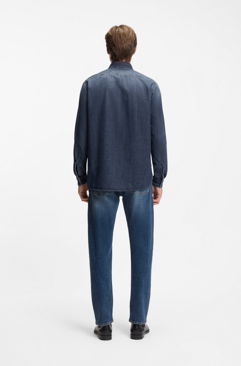 BECKHAM X BOSS SHIRT IN BLUE DENIM 4