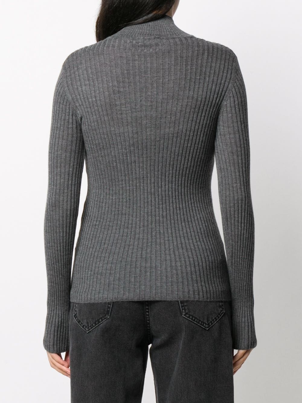 ribbed knit mock neck jumper - 4