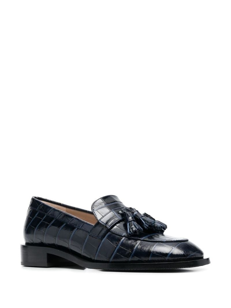 crocodile-effect tasseled loafers - 2