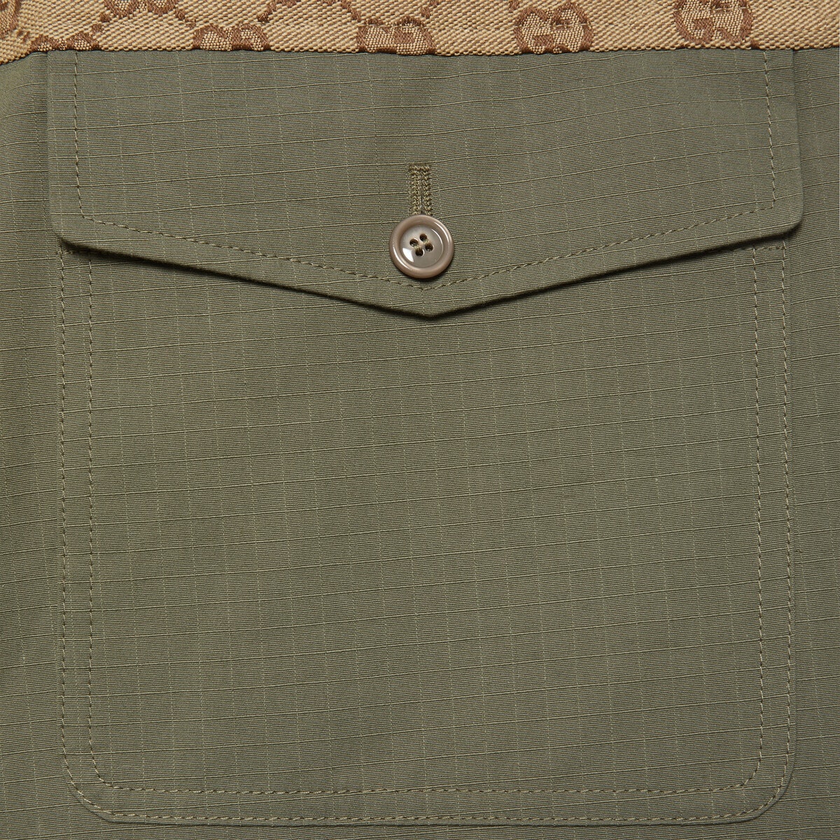 Gucci Brand-panel Side-epaulette Relaxed-fit Wide-leg Cotton Cargo Trousers  in Green for Men