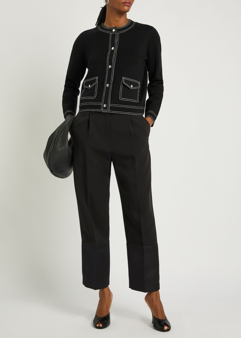 Tory Burch Satin Cuffs Cropped Crepe Trousers 4