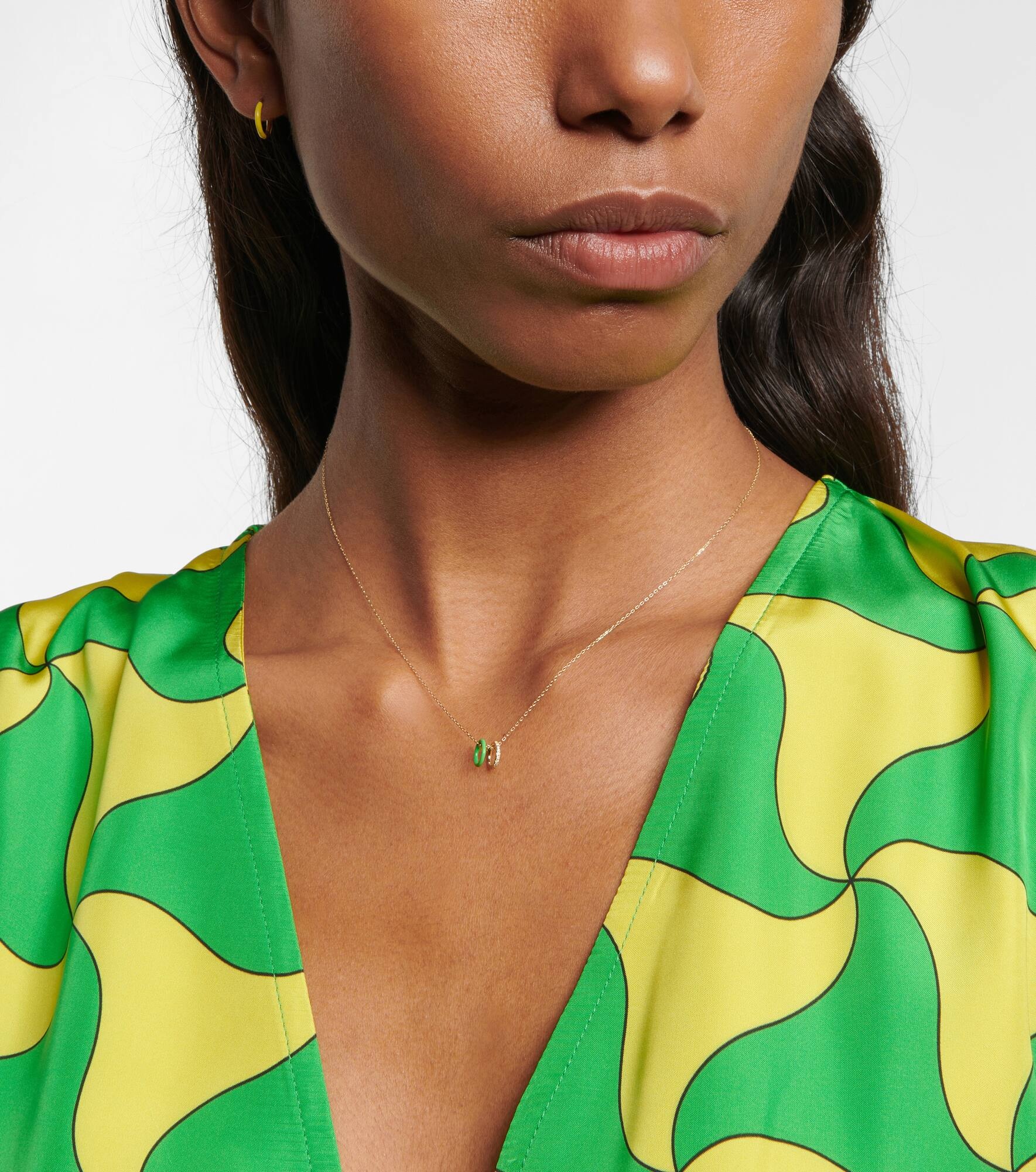 18kt gold necklace with diamonds and enamel - 5