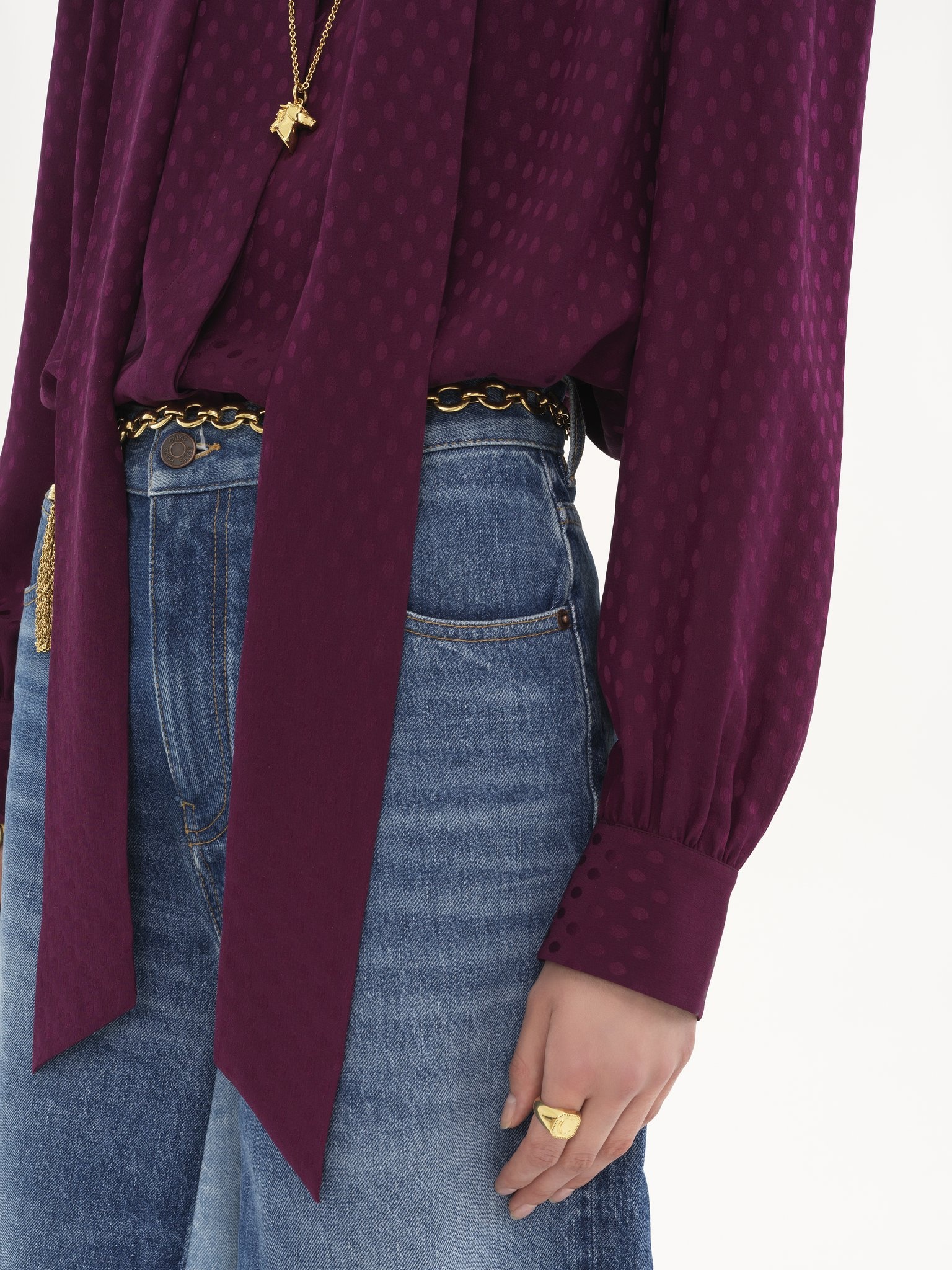 LAVALLIÈRE BLOUSE IN SILK JACQUARD - 6