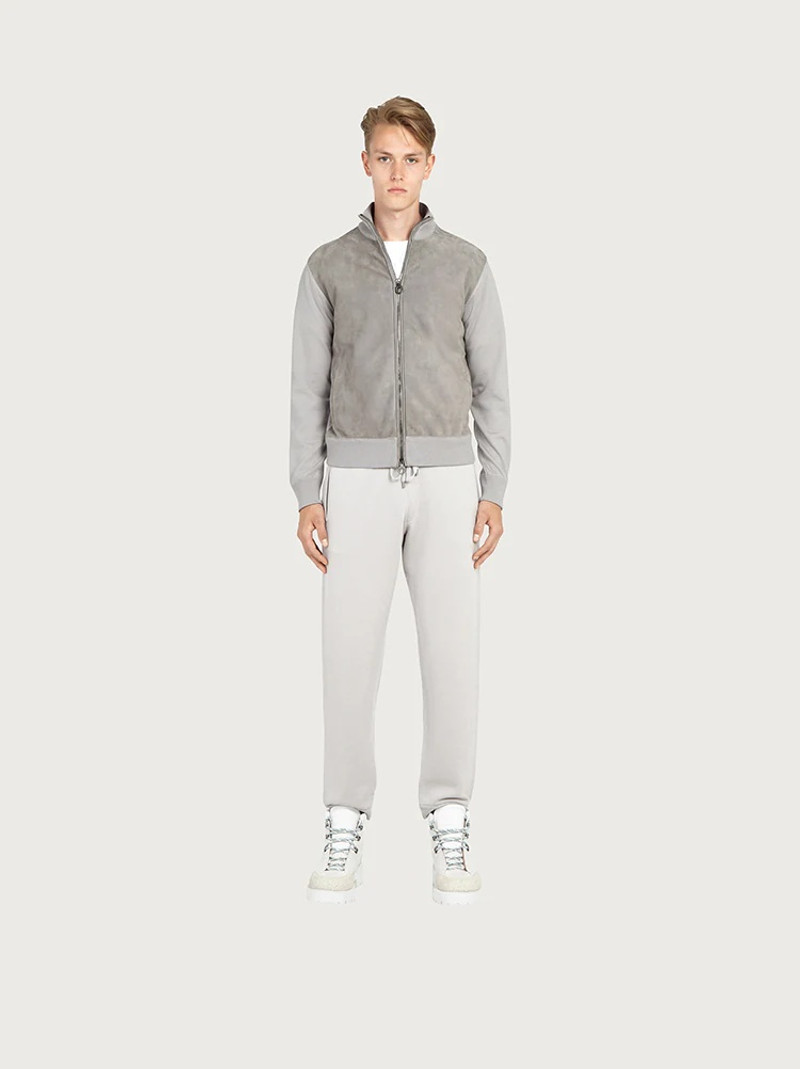 FERRAGAMO KNITTED BLOUSON WITH LEATHER DETAILS outlook