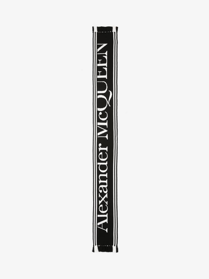 Women's McQueen Knit Scarf in Black/ivory - 1