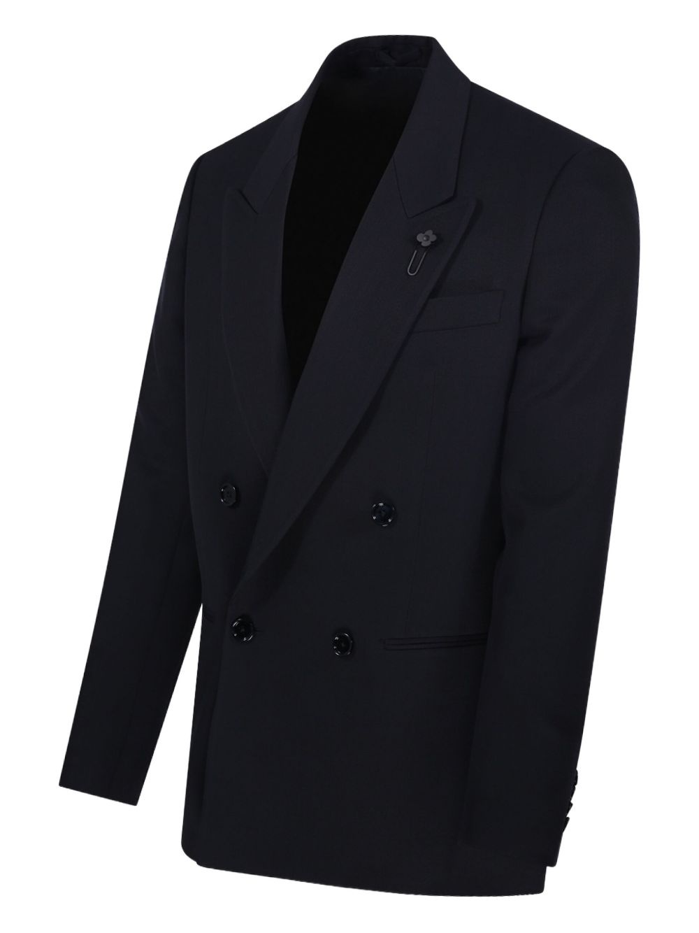 double-breasted flower-embellished blazer - 3