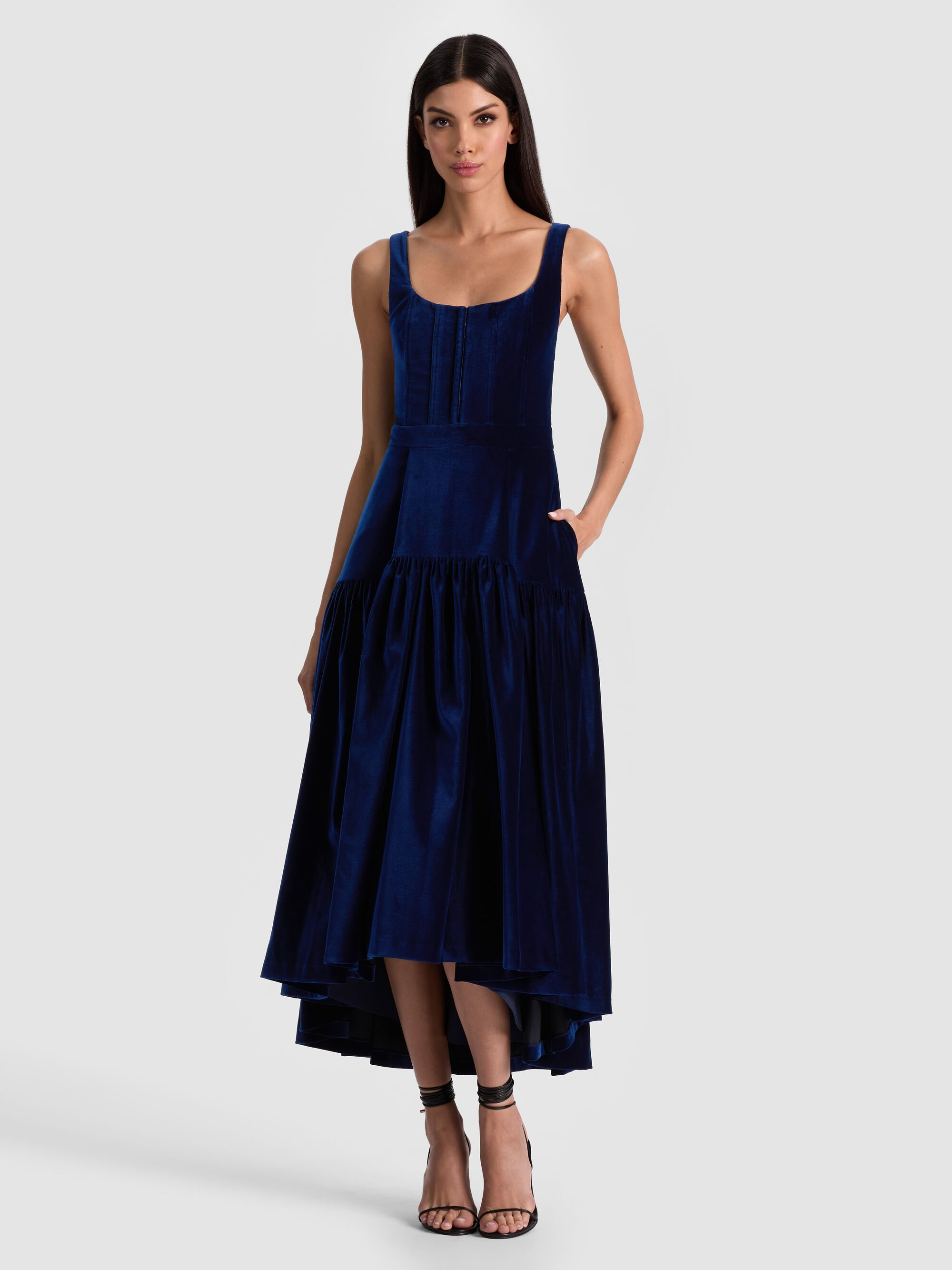 DIANA VELVET STRUCTURED MIDI DRESS - 6