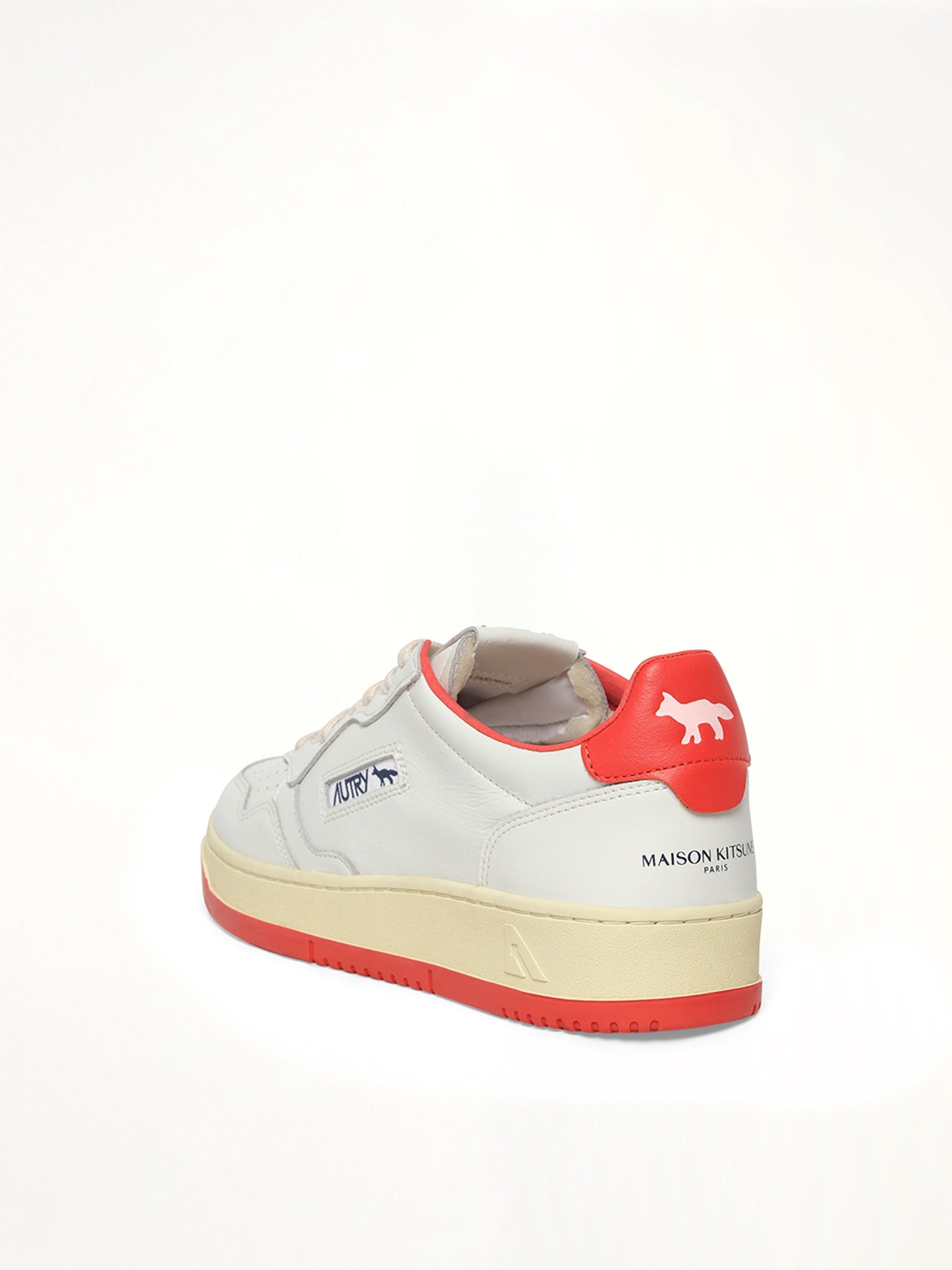 Maison Kitsune Medalist Sneaker in White/Red - 3