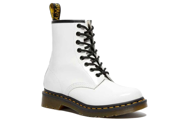 (WMNS) Dr.Martens 1460 Patent Leather Lace Up Boots 'White' 11821104 - 3