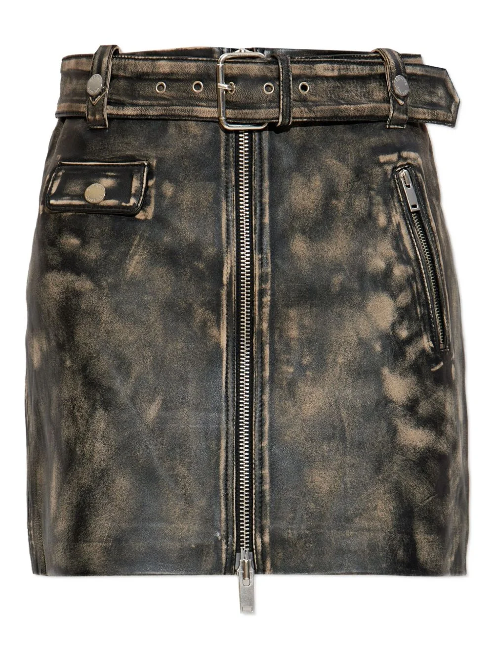 belted leather skirt - 1