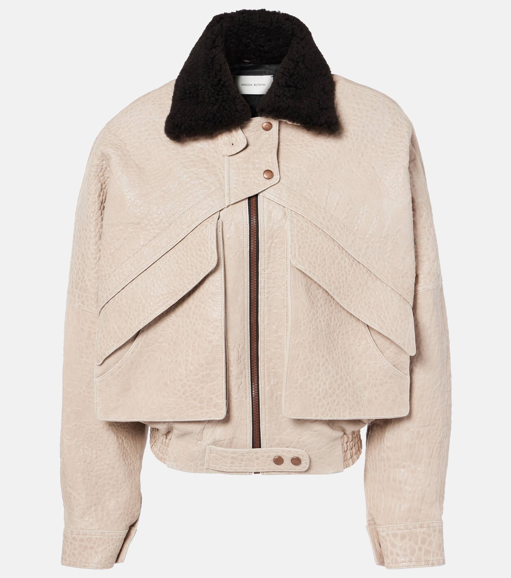 Shearling-trimmed leather jacket - 1