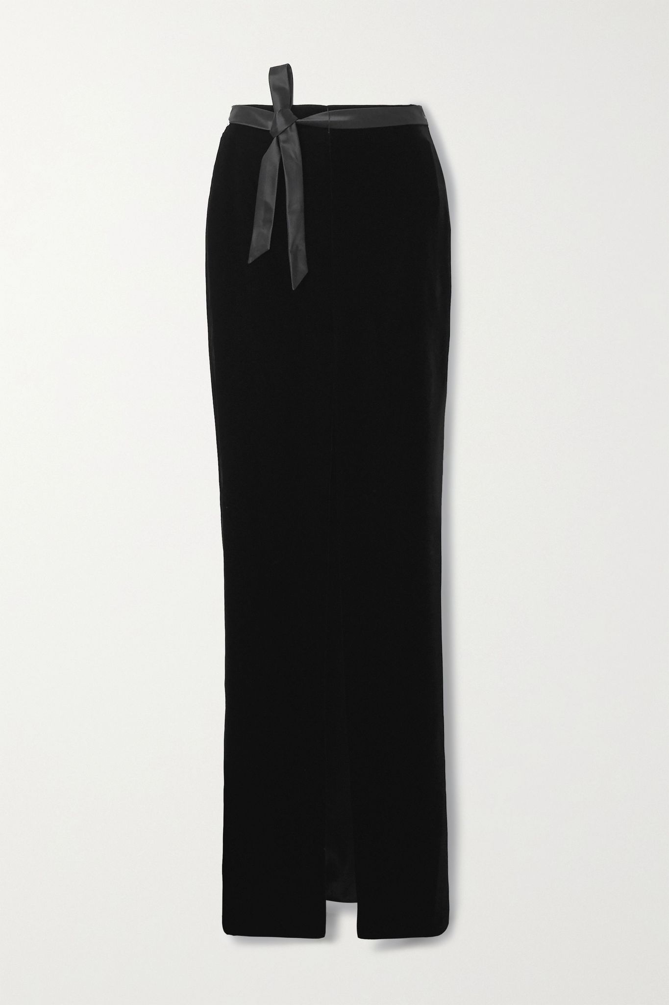 Satin-trimmed velvet maxi skirt - 1