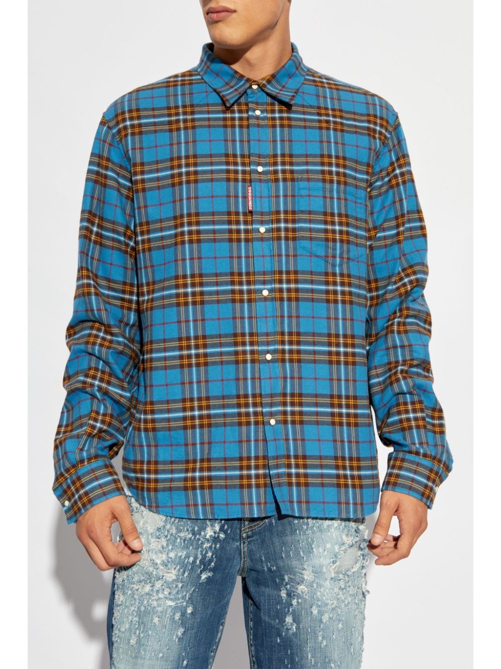 checked cotton shirt - 3