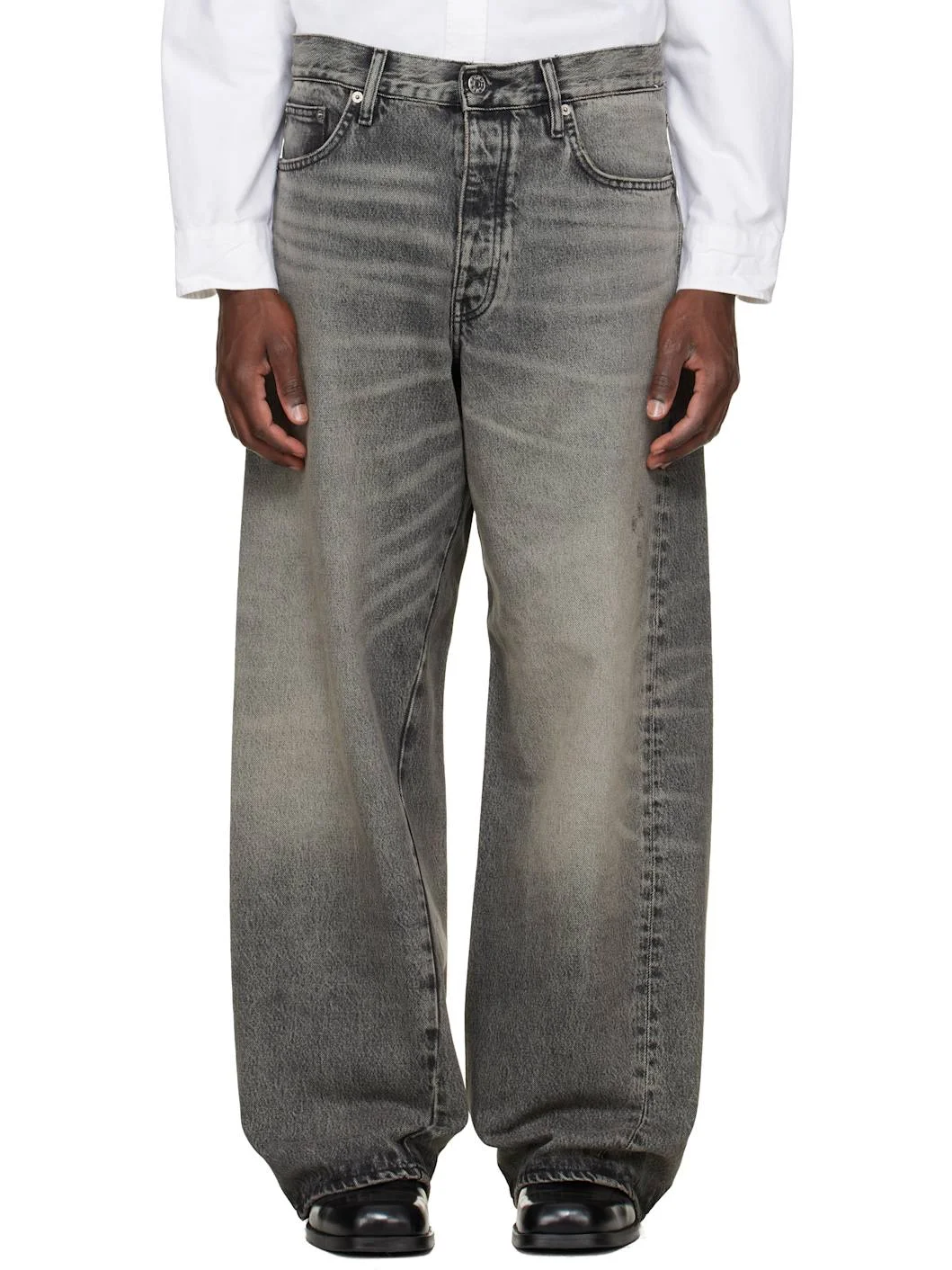 Gray Super Wide Twist Jeans - 1