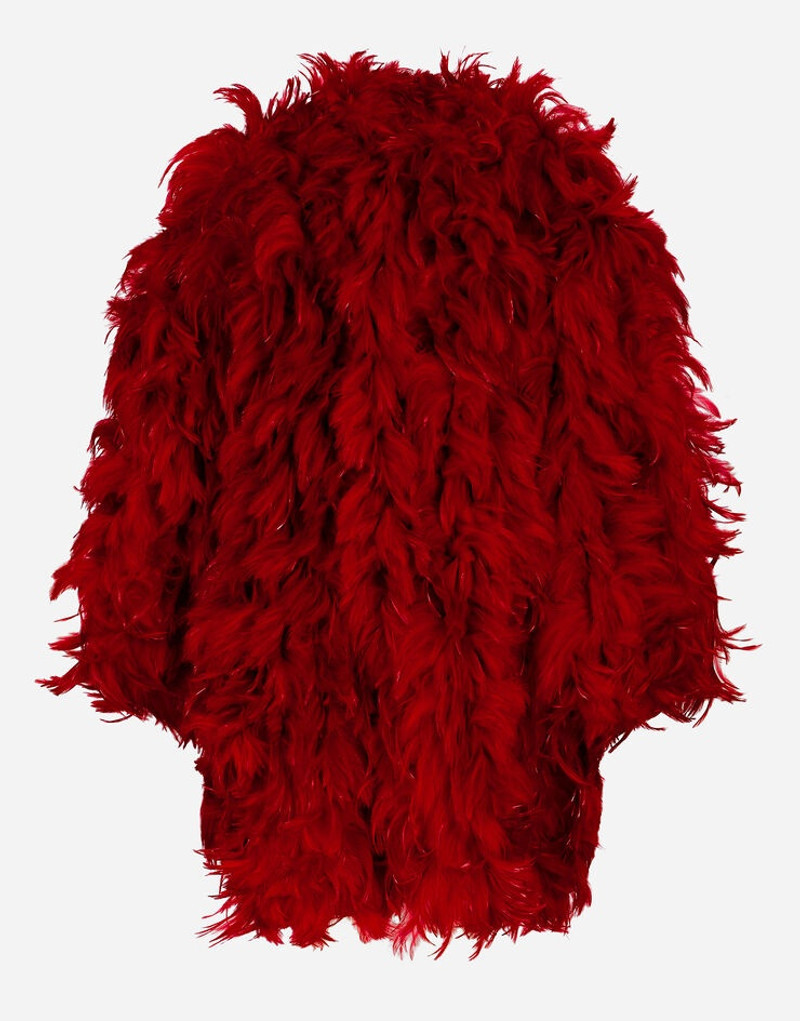 Organza coat with rooster feather embellishment 1