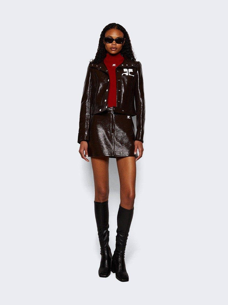 courrèges Reedition Vinyl Mini Skirt Chocolate outlook