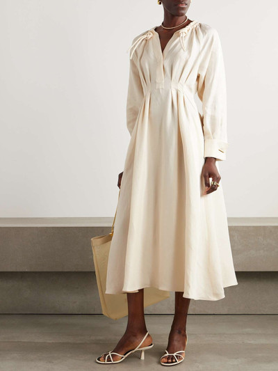 Max Mara Maineline pleated linen and silk-blend maxi dress outlook