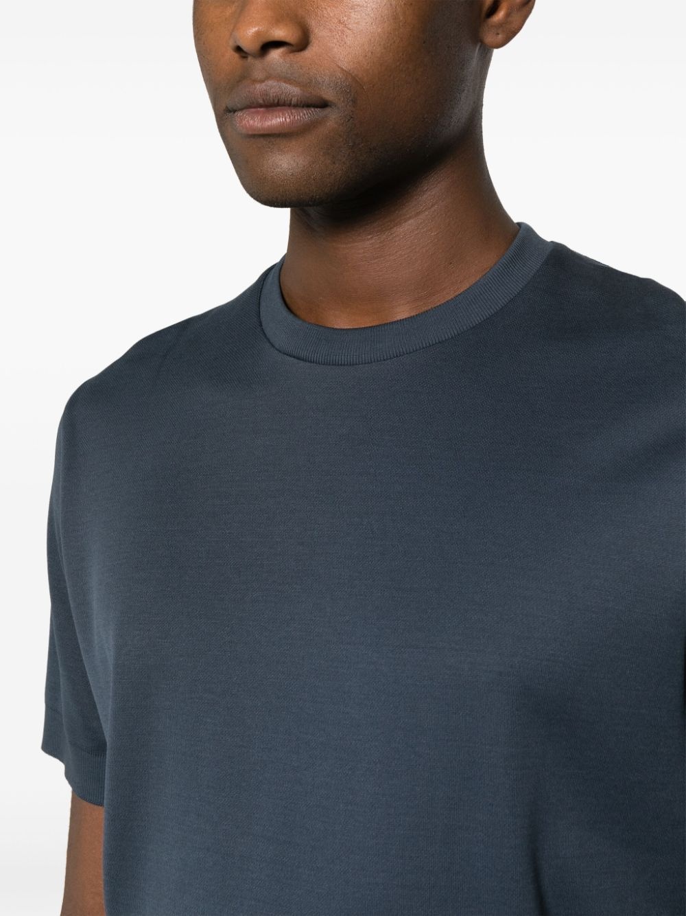 logo-plaque knitted T-shirt - 5