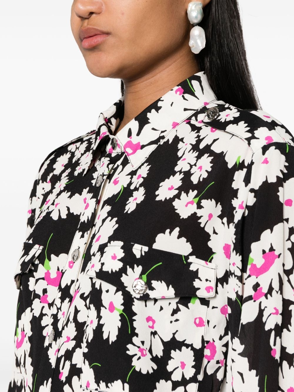 floral-print button-fastening shirt - 5