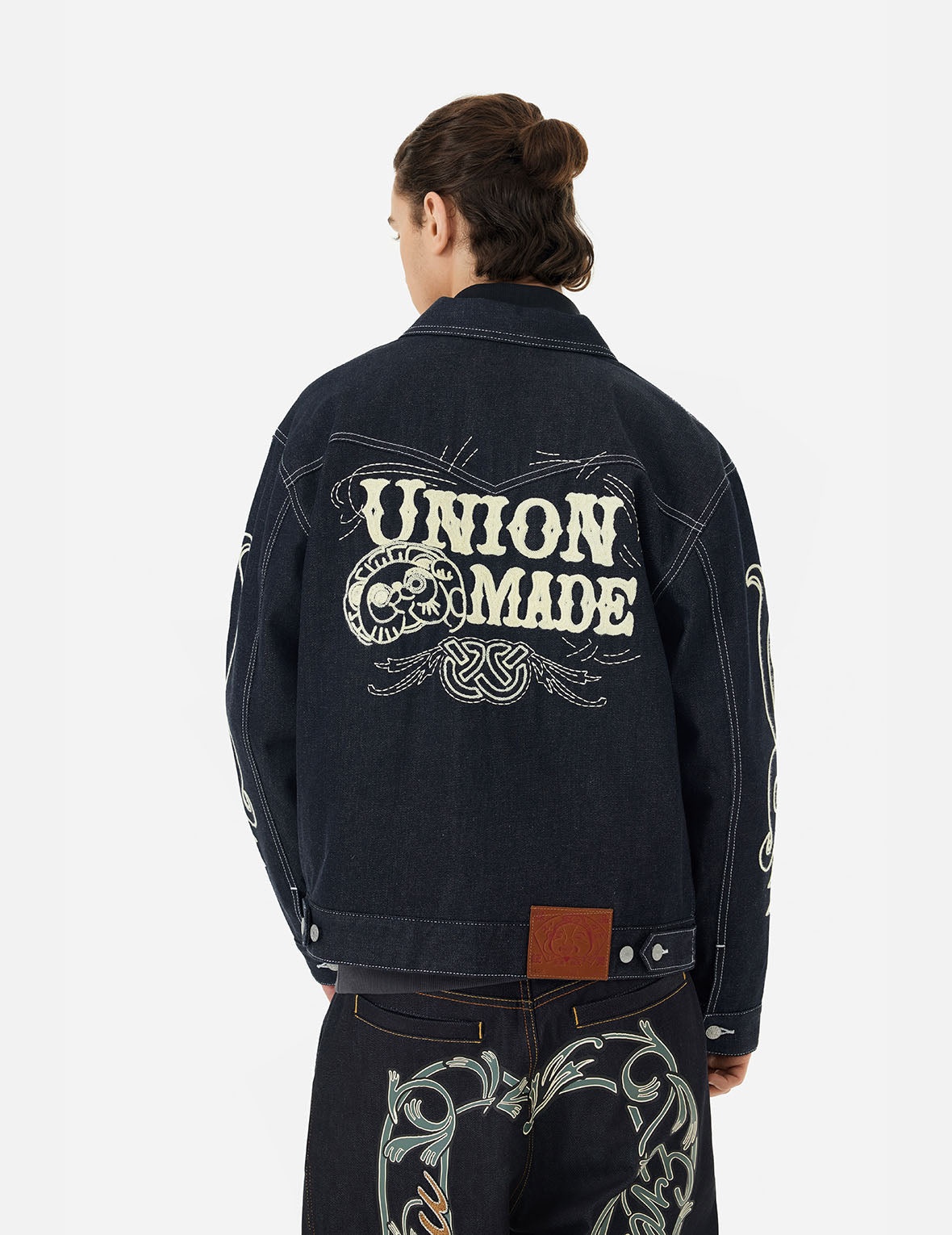 Western Style and Logo Embroidery Denim Jacket - 5