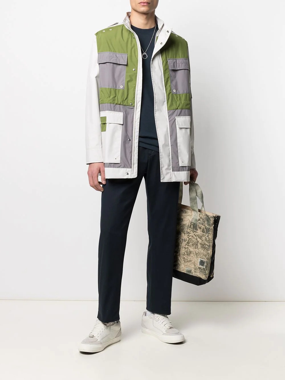 Rhombus colour-block jacket - 2