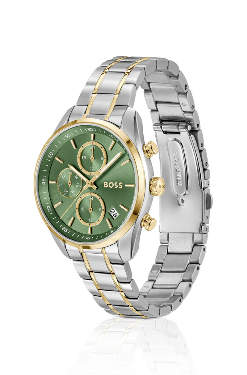 BOSS TWO-TONE WATCH WITH GREEN DIAL AND FIVE-LINK BRACELET outlook