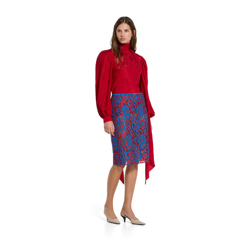 Floral lace wool skirt 3