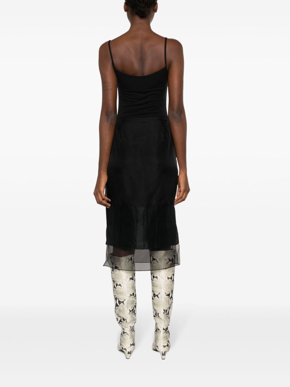 layered semi-sheer silk skirt - 4