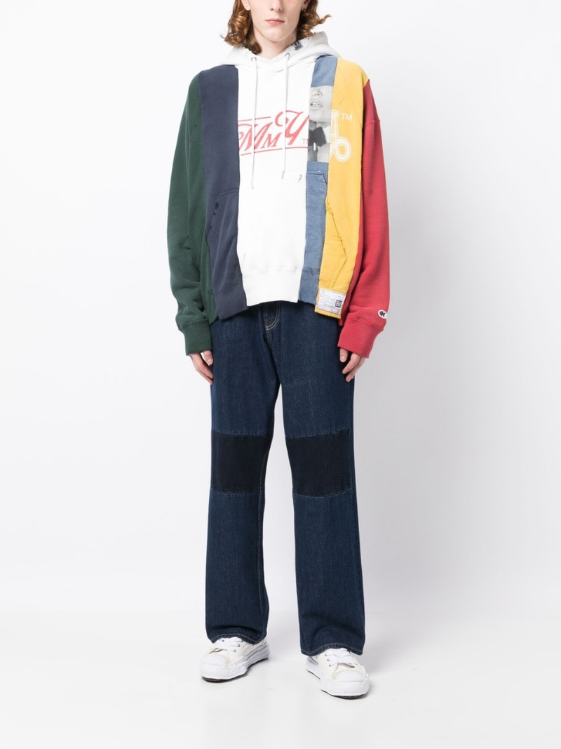 Maison MIHARAYASUHIRO colour-block panelled cotton hoodie outlook