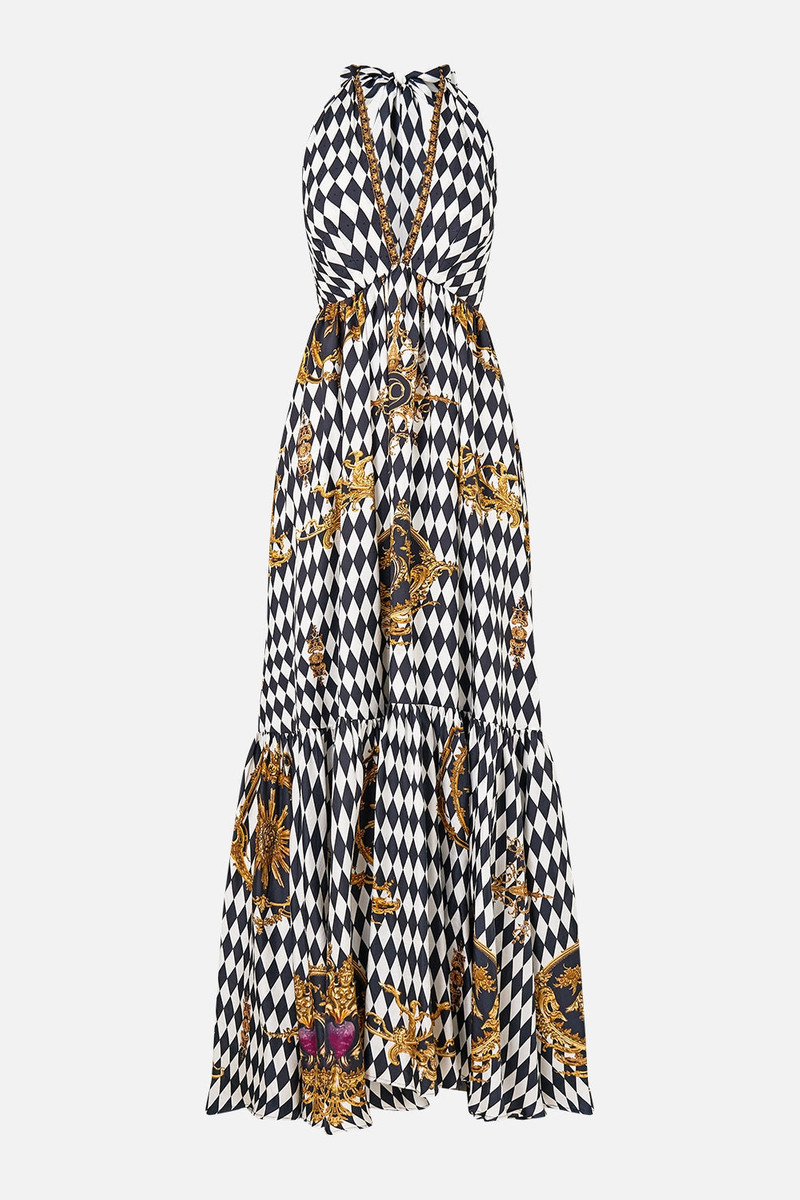RUFFLE HEM HALTER DRESS - 1