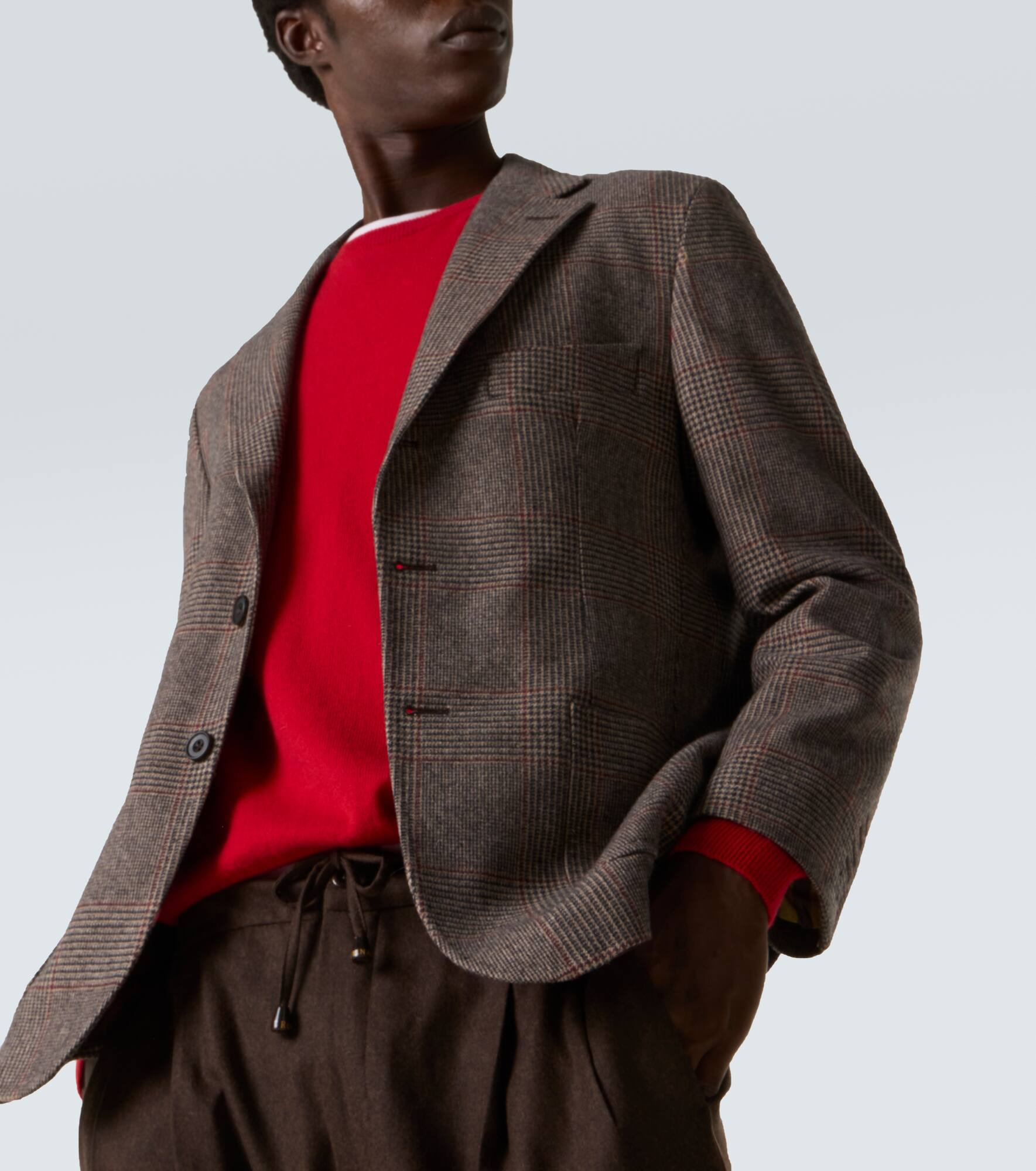 Checked wool blazer - 5