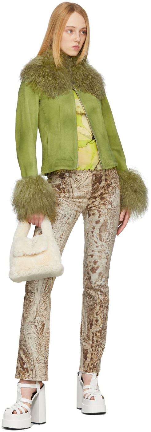 Blumarine Brown & Beige Snake Jeans | REVERSIBLE