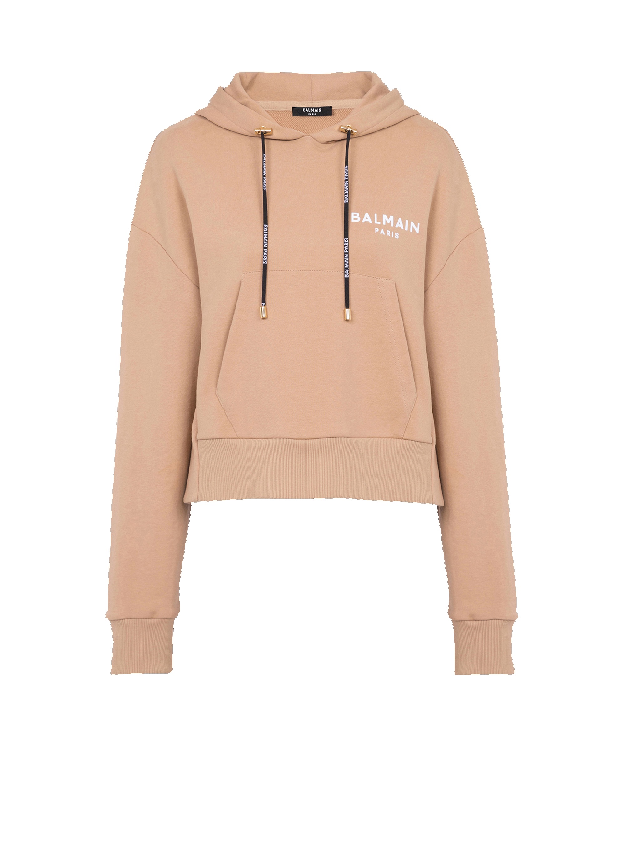 Eco-designed cotton sweatshirt with flocked Balmain logo - 1