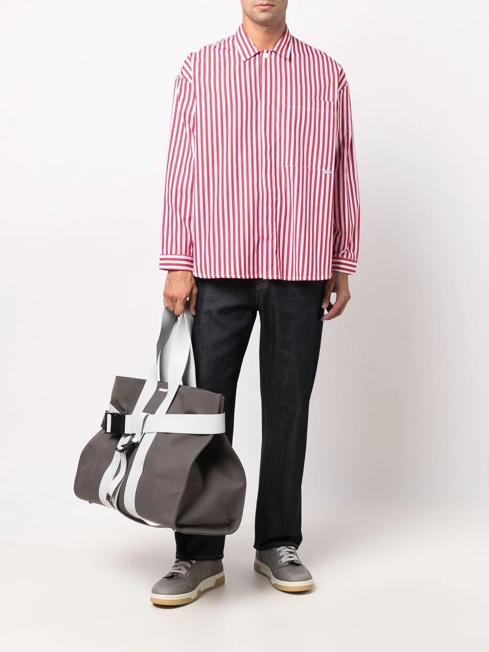 stripe-print cotton overshirt - 2