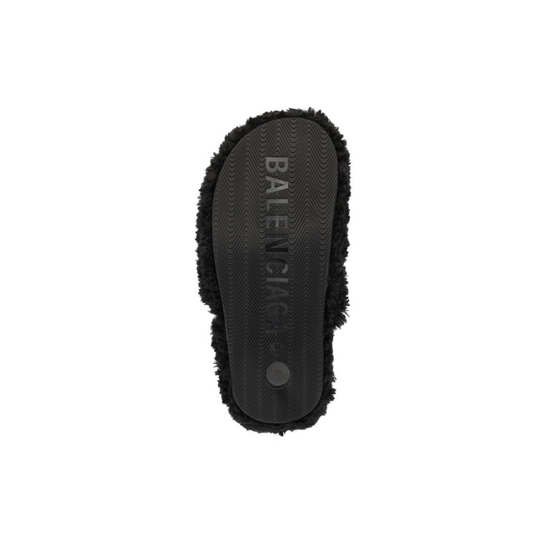 Women's Furry Closed 80mm Mule in Black - 7