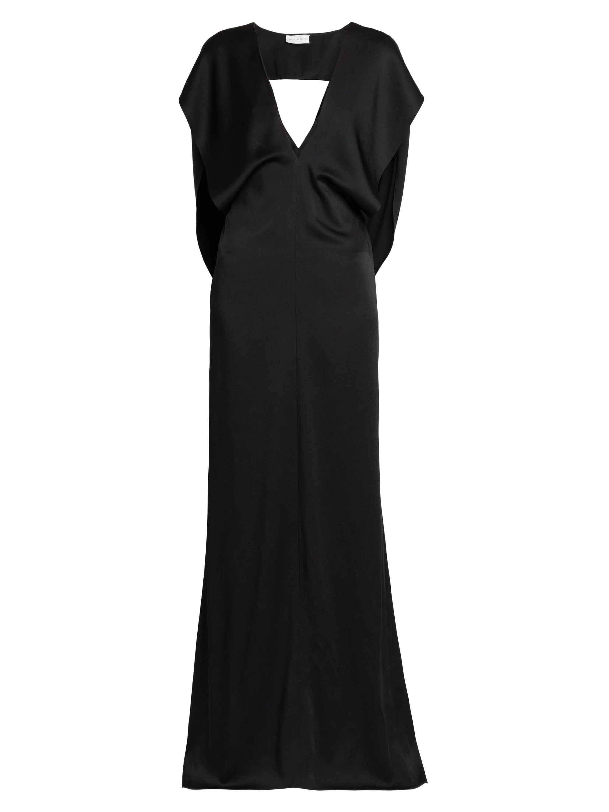Women's Draped Satin V-Neck Gown - Black - 1