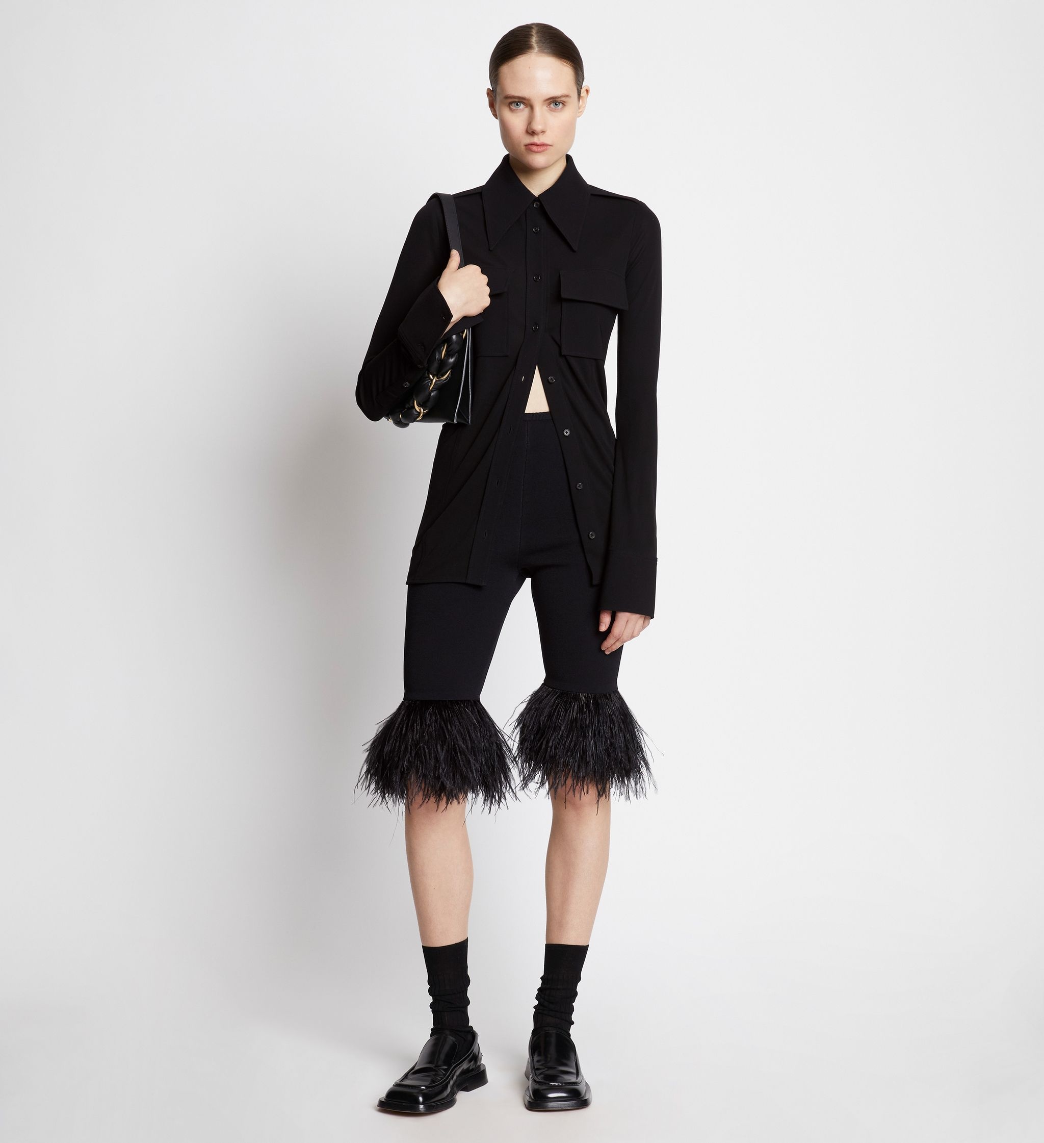 Feather Trim Knit Shorts - 2