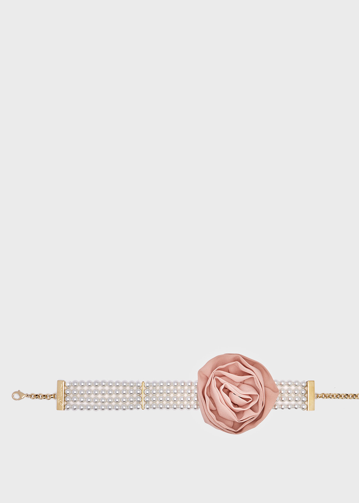 METAL CHOKER WITH PEARL STRANDS AND 3D ROSE - 2