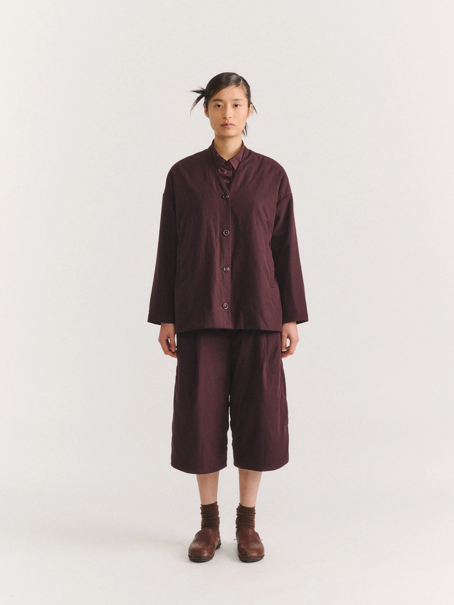 JULIANE JACKET - CHALK POPLIN - EBONY - 1