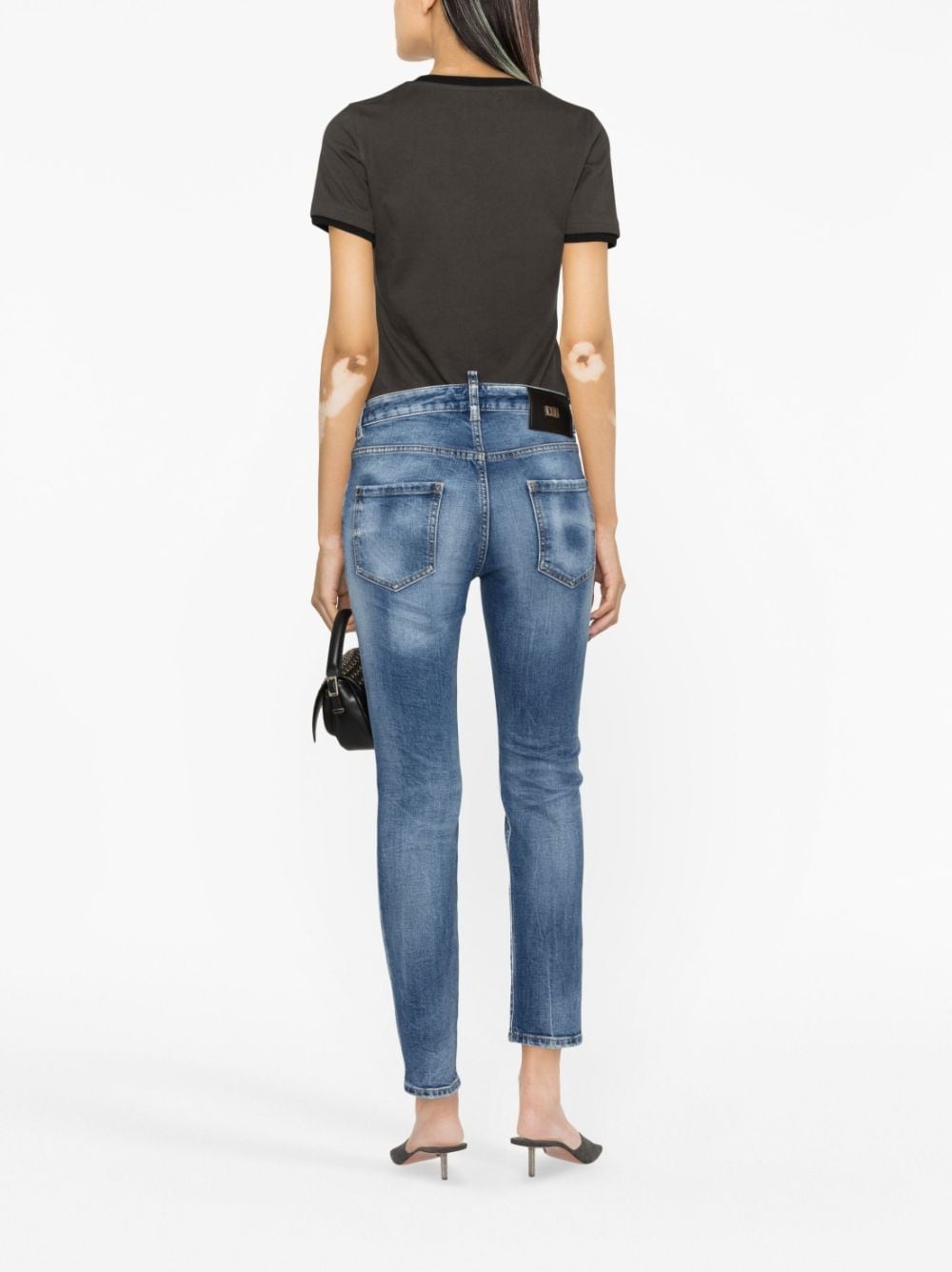 logo-patch tapered jeans - 4