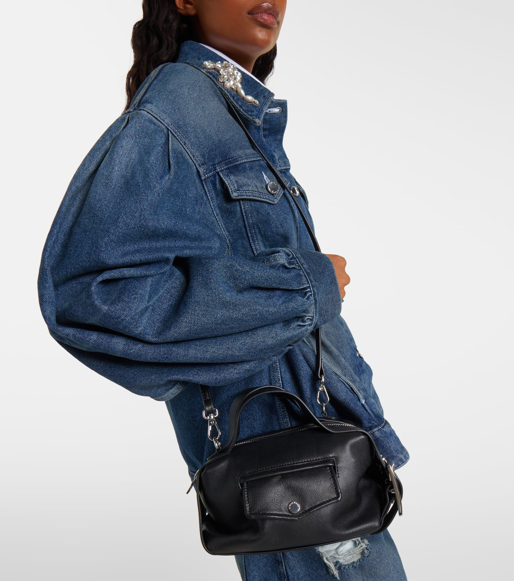 Biker Belt Mini leather tote bag - 6