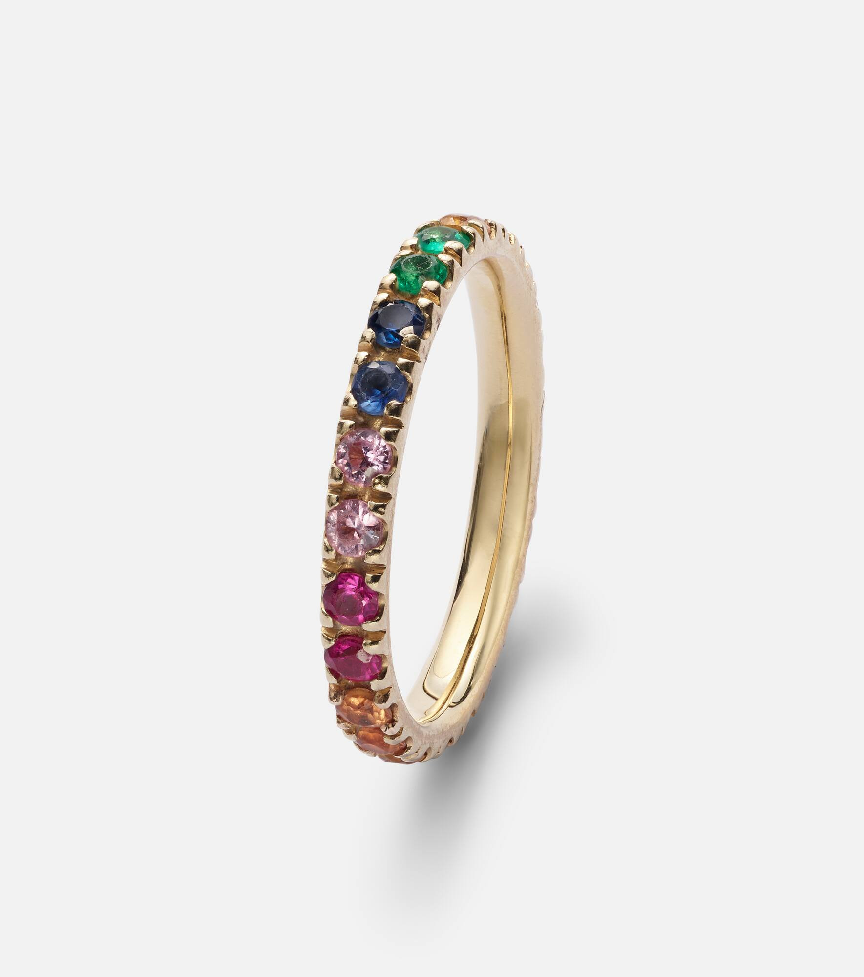 Rainbow Large 14kt gold eternity ring with sapphires, rubies, amethysts, and emeralds - 4