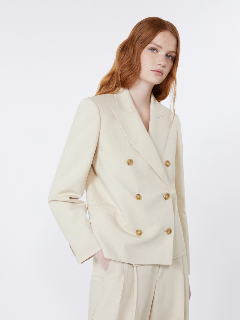 NEMBI Viscose and linen blazer - BEIGE 5