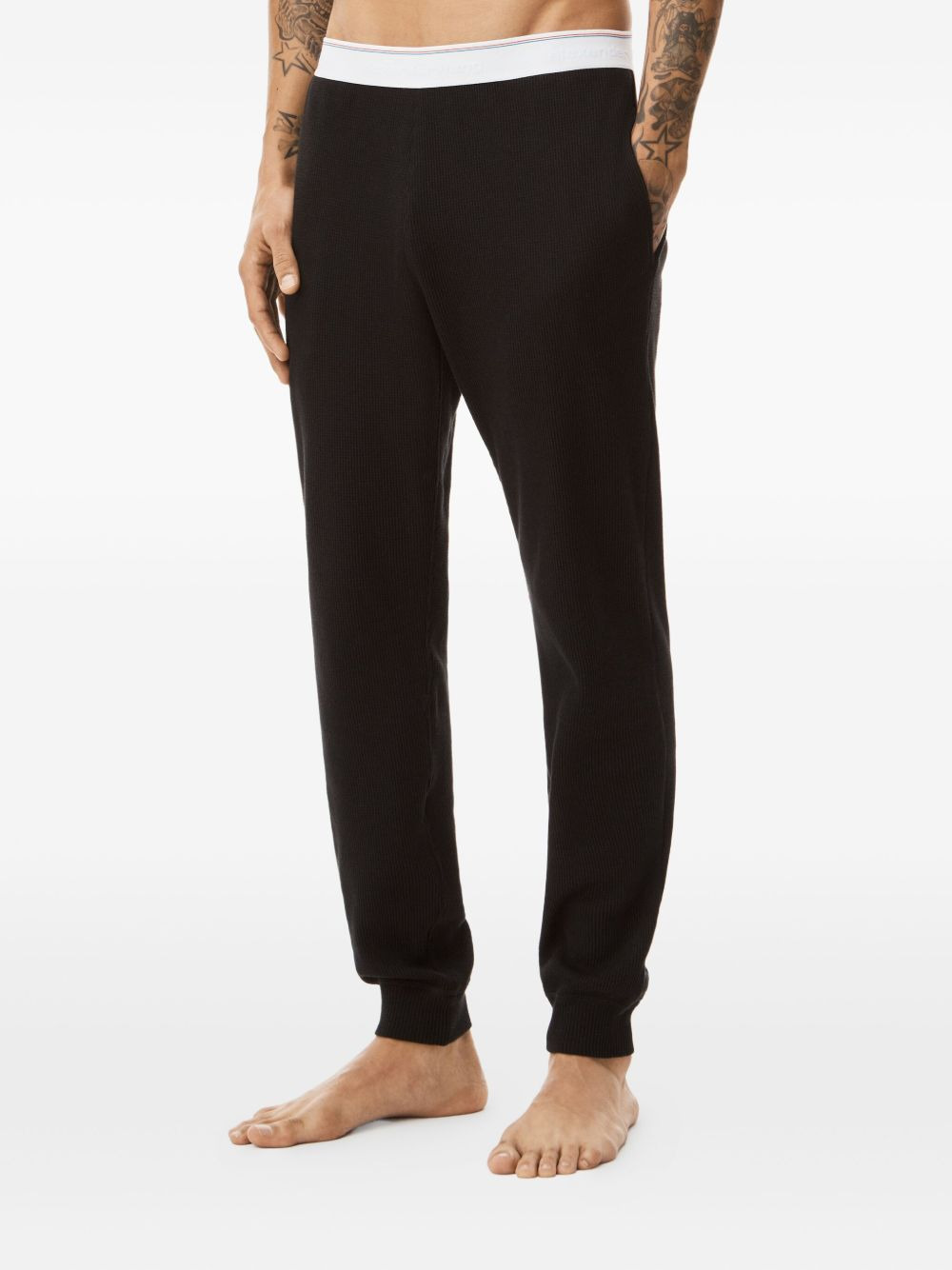 Waffle elasticated-waist track pants - 4