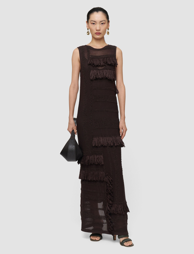 JOSEPH Nari Cotton Raffia Fringe Dress outlook